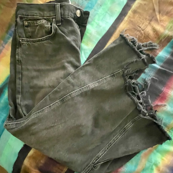 Free People We The Free Ripple Wide Leg Cropped Distressed Jeans - Picture 4 of 9